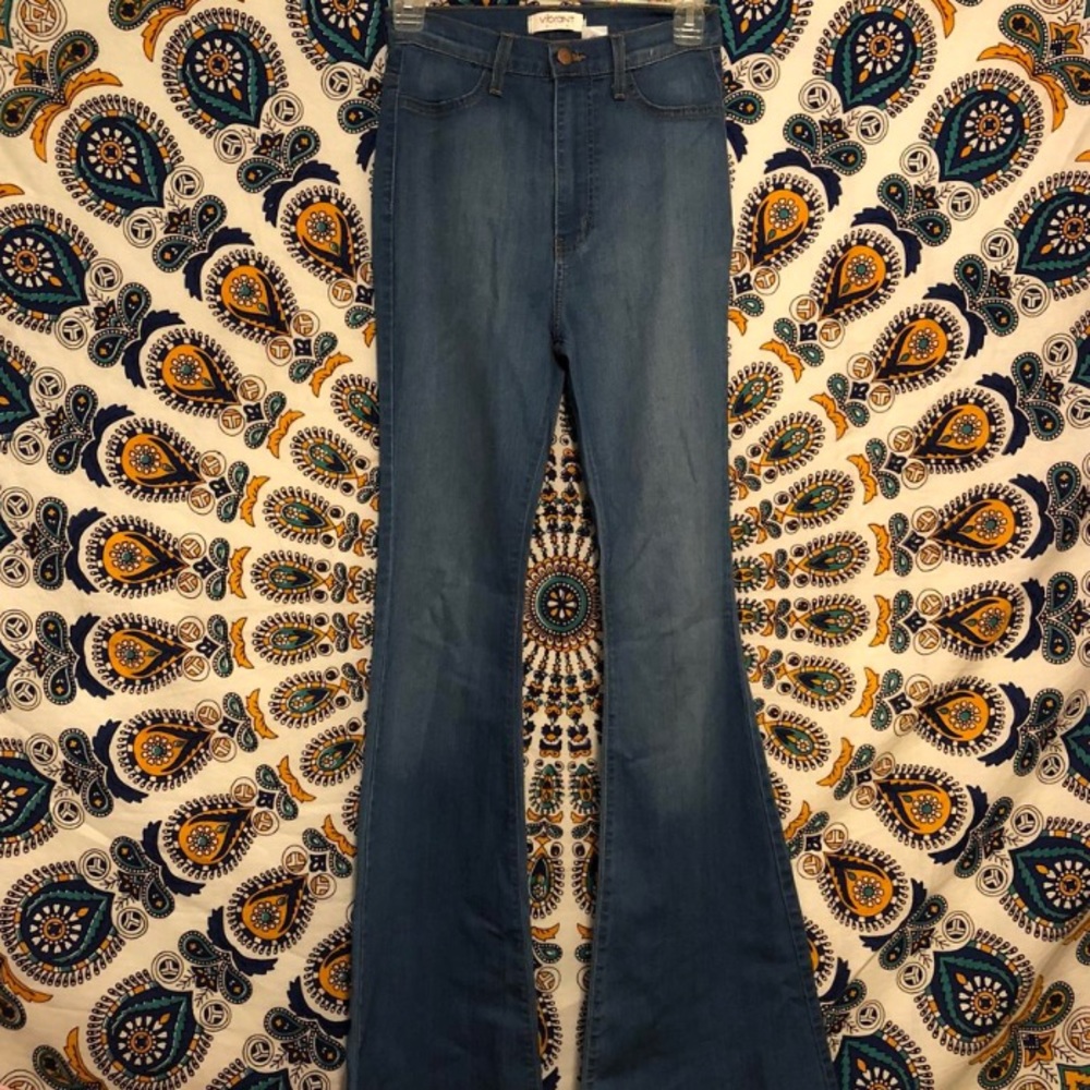 Dark washed denim Bell Bottom flare jeans pants